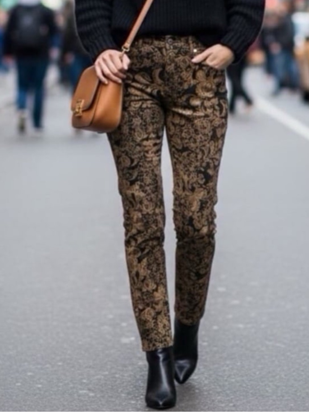 Real Clothes Jacquard Print Straight Leg Pants